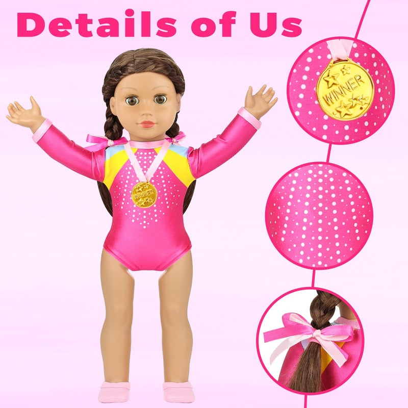 K. T. Fancy K.T. Fancy 18 Inch Doll Gymnastics Clothes Set - Pink Leotard  Shoes  Gym Bag  Olympic Medal  Water Bottle & Hair Accessories for Doll Play  Doll Not Included - Image 4